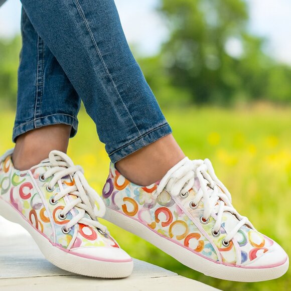 Coach Barrett Signature C Canvas Multicolor Women Sneakers 9B Preppy Artsy Boho - Picture 1 of 8